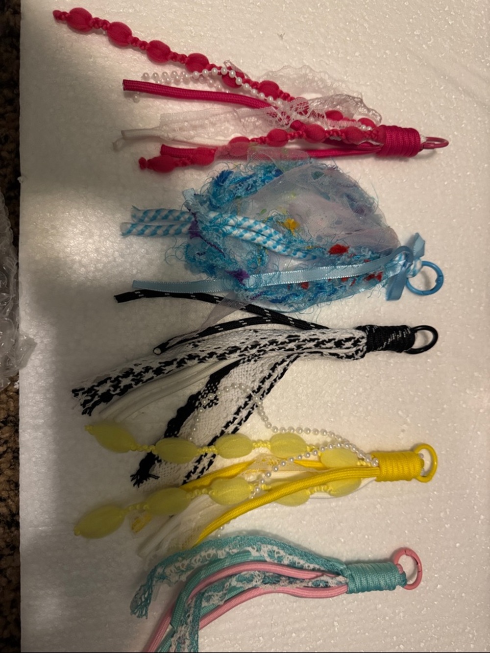 Multi-Color Ribbon Keychain Tassel Clip - Unbranded lot of 5